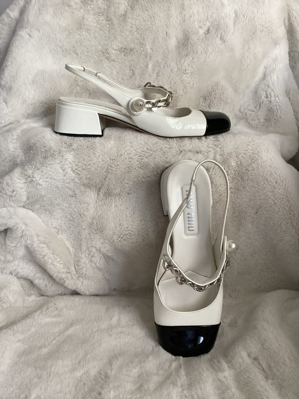 Miu Miu Patent Leather Mary Jane Slingback Pumps, Size 8